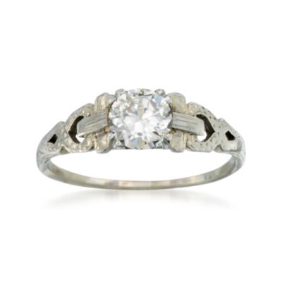 C. 1950 Vintage .68 Carat Diamond Ring In 18kt White Gold. Size 7 &mdash; Alt Image 1