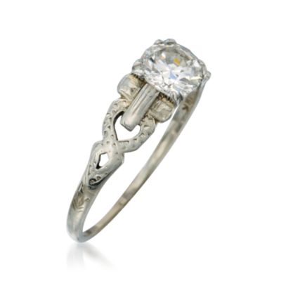 C. 1950 Vintage .68 Carat Diamond Ring In 18kt White Gold. Size 7 &mdash; Alt Image 3