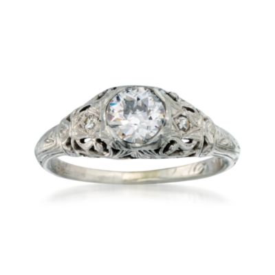 C. 1915 Vintage .59 Carat Certified Diamond Ring With Diamonds In 18kt White Gold. Size 5 &mdash; Alt Image 1