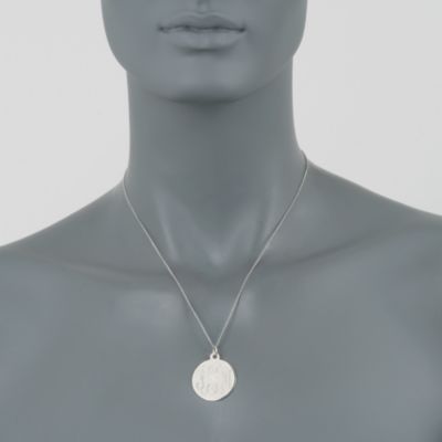 Sterling Silver Monogram Disc Pendant Necklace. 18" &mdash; Alt Image 2