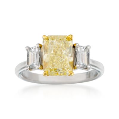 Certified 3.70 ct. t.w. Yellow and White Diamond Ring In 18kt Two-Tone Gold. Size 6 &mdash; Alt Image 1