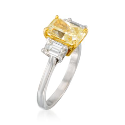 Certified 3.70 ct. t.w. Yellow and White Diamond Ring In 18kt Two-Tone Gold. Size 6 &mdash; Alt Image 3