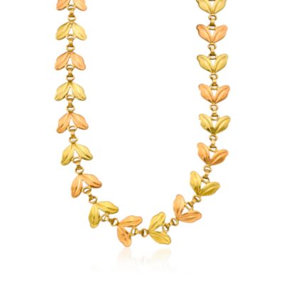 C. 1940 Vintage 14kt Two-Tone Leaf Necklace. 16.5" &mdash; Alt Image 1