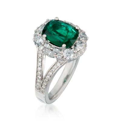 1.80 Carat Emerald and 1.00 ct. t.w. Diamond Ring in 18kt White Gold. Size 6.5 &mdash; Alt Image 3