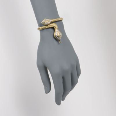 C. 1960 Vintage .65 ct. t.w. Diamond Snake Bangle Bracelet in 14kt Yellow Gold. 5.75" &mdash; Alt Image 2
