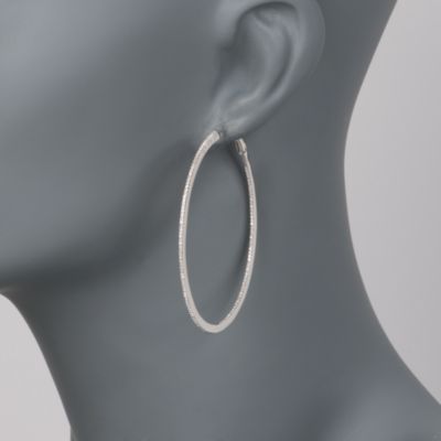 .60 ct. t.w. Diamond In-And-Out Hoop Earrings in Sterling Silver &mdash; Alt Image 2