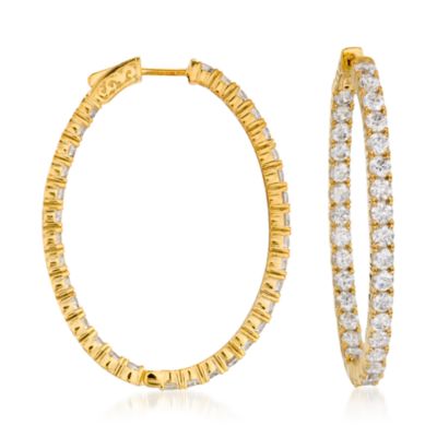 6.60 ct. t.w. CZ In-And-Out Hoop Earrings in 14kt Gold Over Sterling Silver &mdash; Alt Image 1