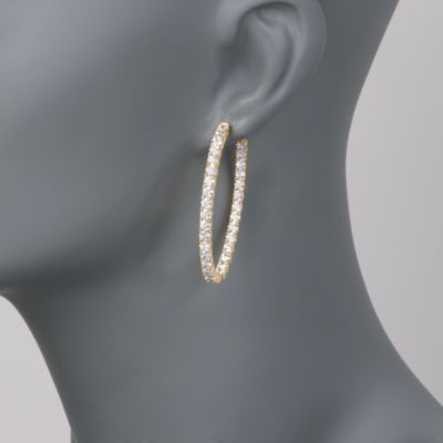 6.60 ct. t.w. CZ In-And-Out Hoop Earrings in 14kt Gold Over Sterling Silver &mdash; Alt Image 2