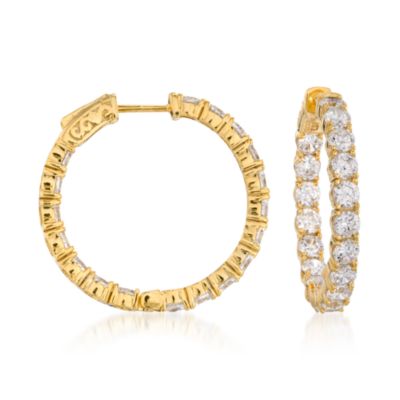 5.75 ct. t.w. CZ In-And-Out Hoop Earrings in 14kt Gold Over Sterling Silver &mdash; Alt Image 1