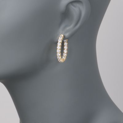5.75 ct. t.w. CZ In-And-Out Hoop Earrings in 14kt Gold Over Sterling Silver &mdash; Alt Image 2