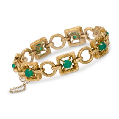 C. 1970. Vintage Tiffany Jewelry Chalcedony Bracelet in 18kt Yellow Gold. 7" &mdash; Alt Image 1