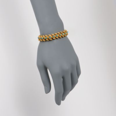 C. 1970. Vintage Tiffany Jewelry Turquoise Bracelet in 18kt Yellow Gold. 6.75" &mdash; Alt Image 2