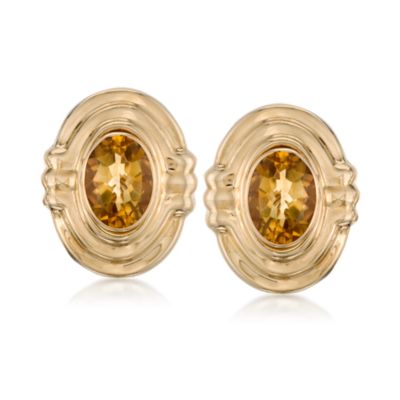 C. 1980. Vintage 15.40 ct. t.w. Citrine Earrings in 14kt Yellow Gold &mdash; Alt Image 1