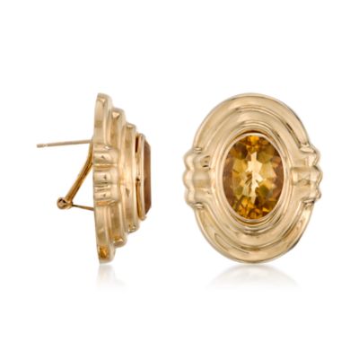 C. 1980. Vintage 15.40 ct. t.w. Citrine Earrings in 14kt Yellow Gold &mdash; Alt Image 3