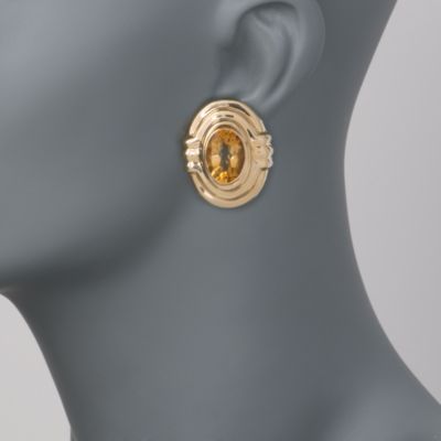 C. 1980. Vintage 15.40 ct. t.w. Citrine Earrings in 14kt Yellow Gold &mdash; Alt Image 2