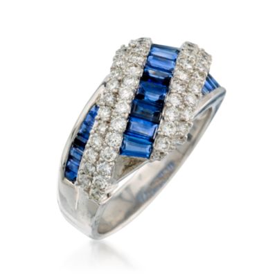 C. 1990. Vintage 2.00 ct. t.w. Sapphire and 1.10 ct. t.w. Diamond Ring in 18kt White Gold. Size 9 &mdash; Alt Image 3