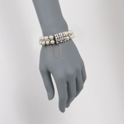 C. 1950. Vintage 8-8.5mm Cultured Pearl and 6.10 ct. t.w. Diamond Bracelet in Platinum. 7.75" &mdash; Alt Image 2