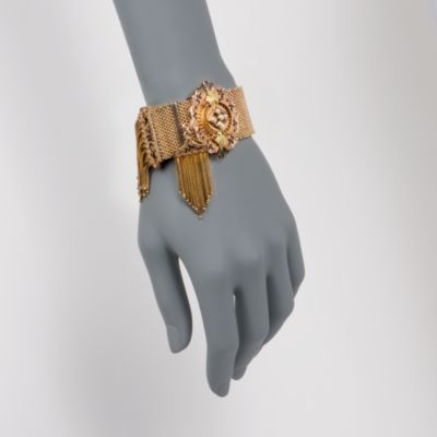 C. 1915. Vintage 2.2mm Cultured Pearl Tassel Bracelet in 10kt Yellow Gold &mdash; Alt Image 2