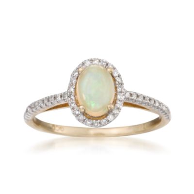 Oval Opal Ring With .15 ct. t.w. Diamonds in 14kt Yellow Gold &mdash; Alt Image 1