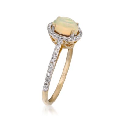 Oval Opal Ring With .15 ct. t.w. Diamonds in 14kt Yellow Gold &mdash; Alt Image 3