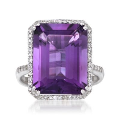 10.75 Carat Amethyst and .20 ct. t.w. Diamond Ring in 14kt White Gold &mdash; Alt Image 1
