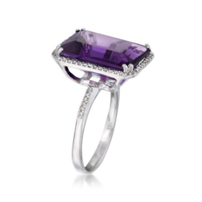 10.75 Carat Amethyst and .20 ct. t.w. Diamond Ring in 14kt White Gold &mdash; Alt Image 3