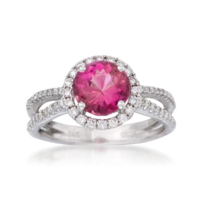 1.70 Carat Pink Tourmaline and .35 ct. t.w. Diamond Ring in 14kt White Gold. Size 7 &mdash; Alt Image 1