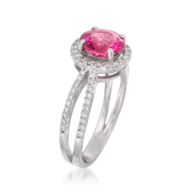 1.70 Carat Pink Tourmaline and .35 ct. t.w. Diamond Ring in 14kt White Gold. Size 7 &mdash; Alt Image 3