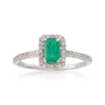 .65 Carat Emerald and .20 ct. t.w. Diamond Ring in 14kt White Gold &mdash; Alt Image 1
