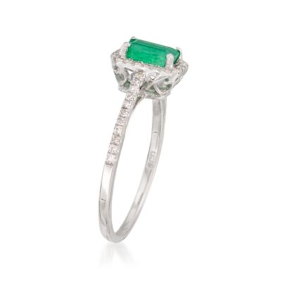 .65 Carat Emerald and .20 ct. t.w. Diamond Ring in 14kt White Gold &mdash; Alt Image 3