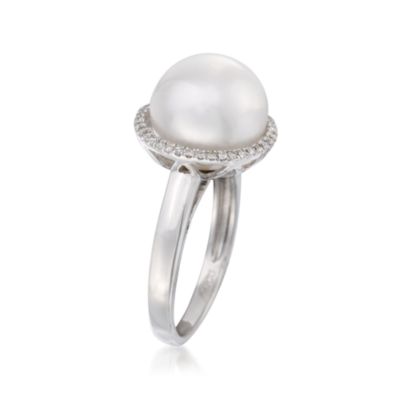 12mm Pearl and Diamond Ring in 14kt White Gold &mdash; Alt Image 3