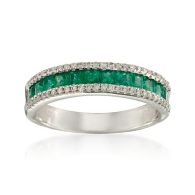 1.74 ct. t.w. Emerald and .20 ct. t.w. Diamond Ring in 14kt White Gold &mdash; Alt Image 1
