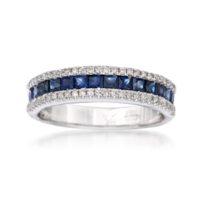 1.00 ct. t.w. Sapphire and .20 ct. t.w. Diamond Ring in 14kt White Gold &mdash; Alt Image 1