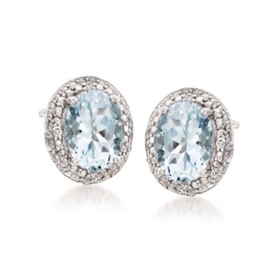 1.75 ct. t.w. Aquamarine Earrings With Diamonds in Sterling Silver &mdash; Alt Image 1