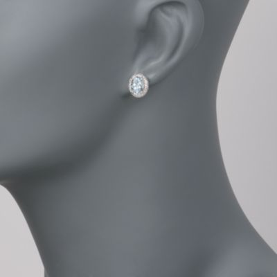 1.75 ct. t.w. Aquamarine Earrings With Diamonds in Sterling Silver &mdash; Alt Image 2