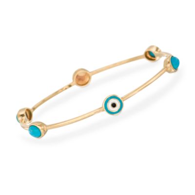 Turquoise Evil Eye Bangle In Vermeil &mdash; Alt Image 1