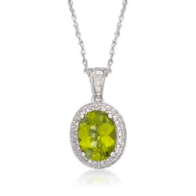 1.50 Carat Peridot Pendant Necklace With Diamonds In Sterling Silver. 18" &mdash; Alt Image 1