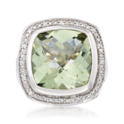 10.20 Carat Green Amethyst and Diamond Ring in Sterling Silver &mdash; Alt Image 1