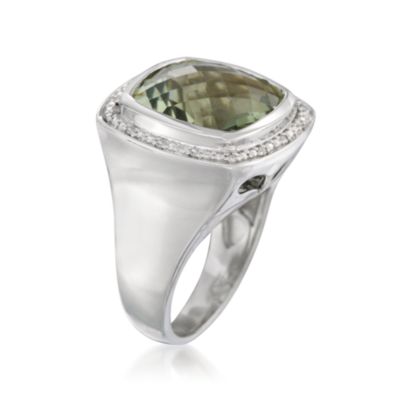 10.20 Carat Green Amethyst and Diamond Ring in Sterling Silver &mdash; Alt Image 3