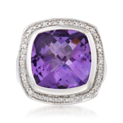 9.10 Carat Amethyst and Diamond Ring in Sterling Silver &mdash; Alt Image 1
