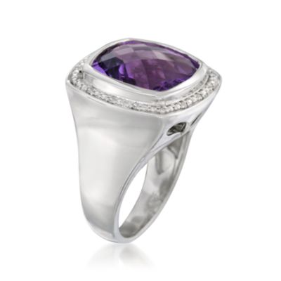 9.10 Carat Amethyst and Diamond Ring in Sterling Silver &mdash; Alt Image 3