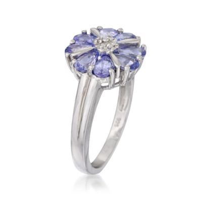 1.60 ct. t.w. Tanzanite Flower Ring With Diamonds in Sterling Silver &mdash; Alt Image 3