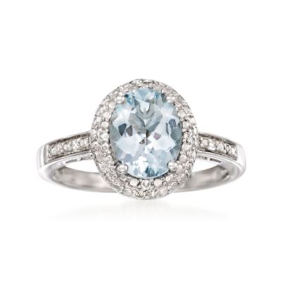 1.50 Carat Aquamarine Ring With Diamonds in Sterling Silver &mdash; Alt Image 1