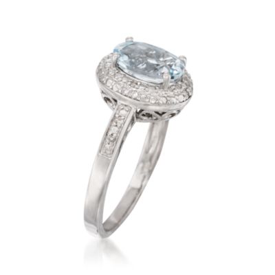 1.50 Carat Aquamarine Ring With Diamonds in Sterling Silver &mdash; Alt Image 2