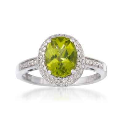1.90 Carat Peridot and Diamond Ring in Sterling Silver &mdash; Alt Image 1