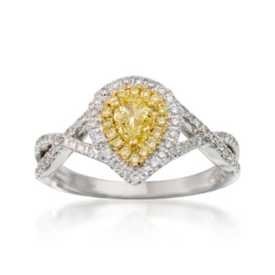 .39 Carat Fancy Yellow Diamond Ring With .41 ct. t.w. Diamonds in 18kt Two-Tone Gold &mdash; Alt Image 1