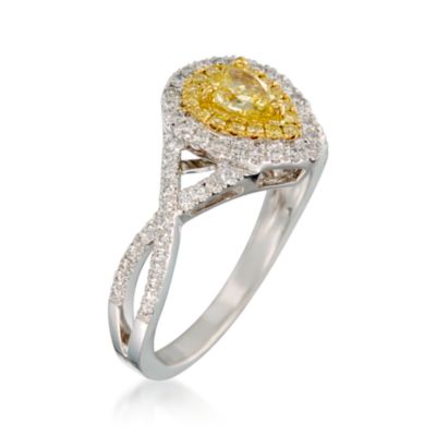 .39 Carat Fancy Yellow Diamond Ring With .41 ct. t.w. Diamonds in 18kt Two-Tone Gold &mdash; Alt Image 3