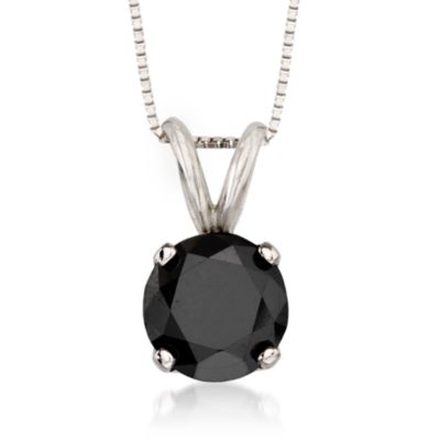 1.25 Carat Black Diamond Pendant Necklace In Sterling Silver. 18" &mdash; Alt Image 1