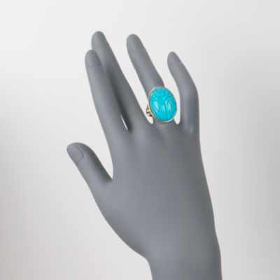 Composed Turquoise Scarab Ring in 14kt Over Sterling. Size 7 &mdash; Alt Image 1