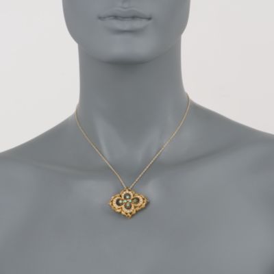 C. 1990 Vintage 1-1.5mm Cultured Pearl and Turquoise Pin Pendant In 14kt Yellow Gold &mdash; Alt Image 2